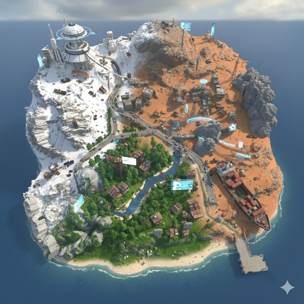 Beastfall island battlefield concept map